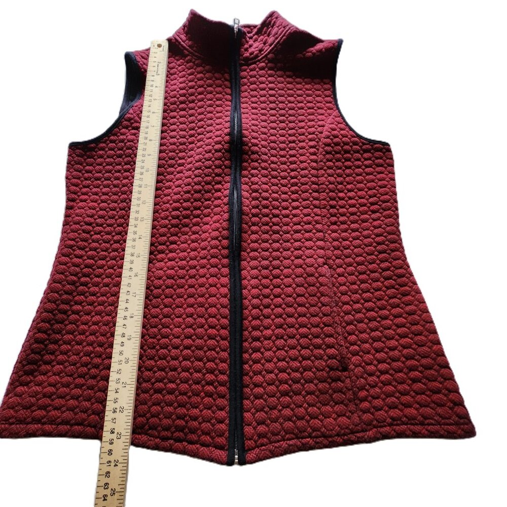 ❤️ 4/$20 Kim Rogers vest Women's medium Quilted red black zip-up Collar fall - Picture 5 of 16